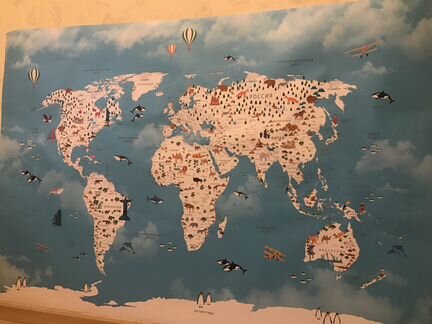 Детская карта мира 1,6х1,1