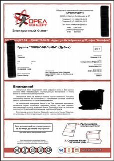 Билет на концерт группы «Порнофильмы»