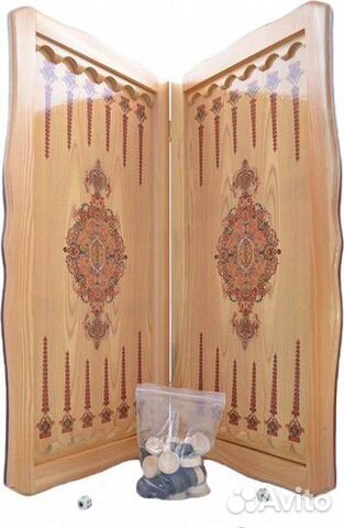 Нарды средние 50х25х3,6 Бухарские в чехле Цветной