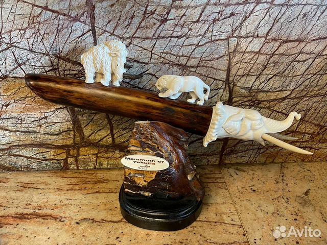 Бивень мамонта с резьбой на зубе