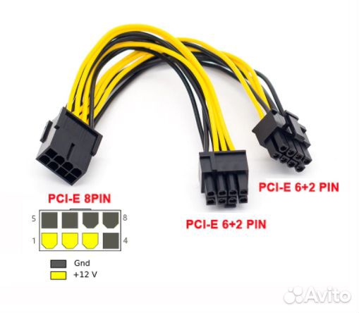 Pcie 8 Pin на Dual 8 (6 + 2) Pin