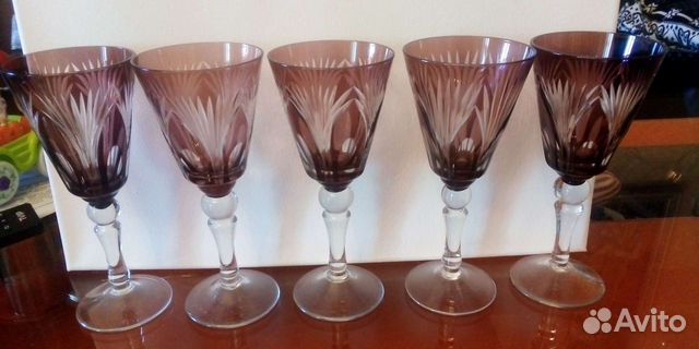 Марганцевые стекло. Набор бокалов 6 шт