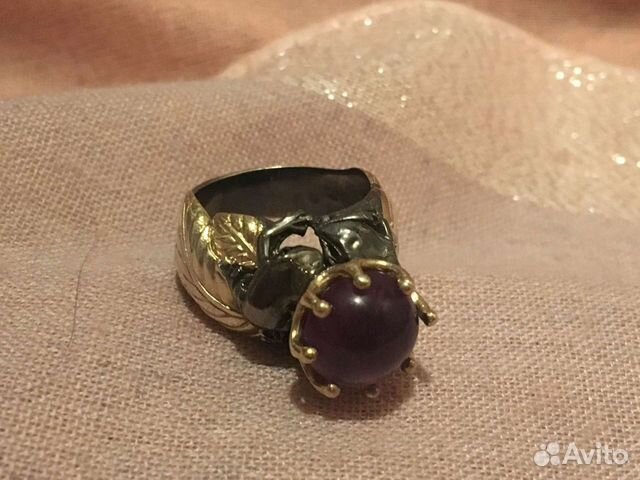 Серебряное кольцо с натуральным аметистом