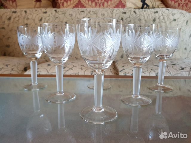 Бокалы фужеры на ножке. Стекло, Хрусталь. СССР