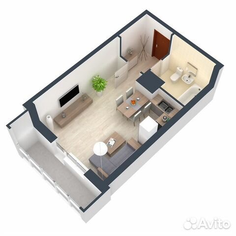 

Квартира-студия, 18 м², 2 кровати