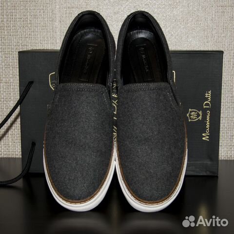Мокасины из ткани серые Massimo Dutti