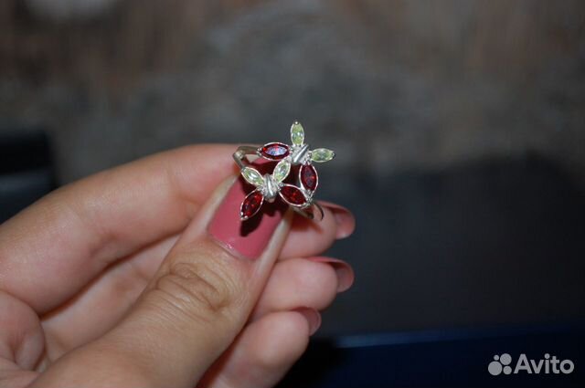 Серебряное кольцо с цветными фианитами (18)