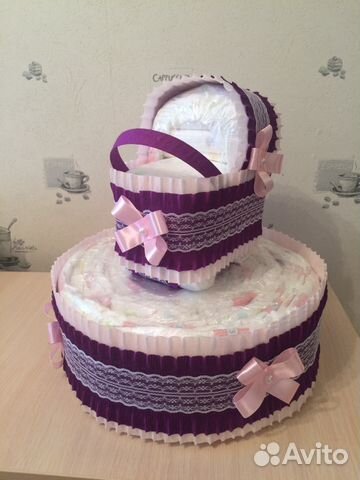 Торт с коляской из памперсов