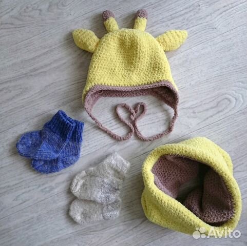 Комплект жирафик шапка, снуд и носки Комплект жирафик шапка, снуд и носки