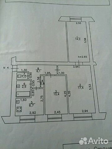 3-к квартира, 59 м², 1/3 эт.