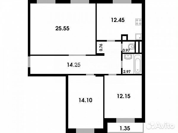 3-к квартира, 84.4 м², 3/4 эт.