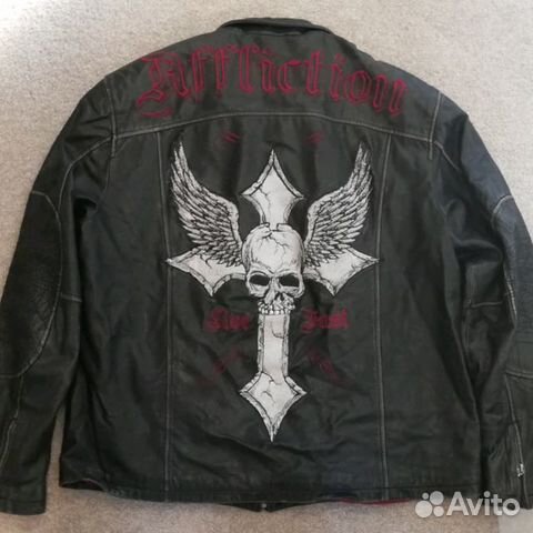 Affliction череп крест кожаная куртка подлинная
