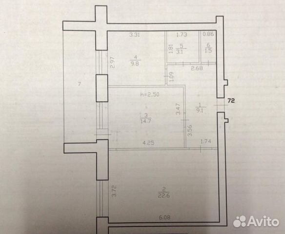 2-к квартира, 60.8 м², 2/9 эт.