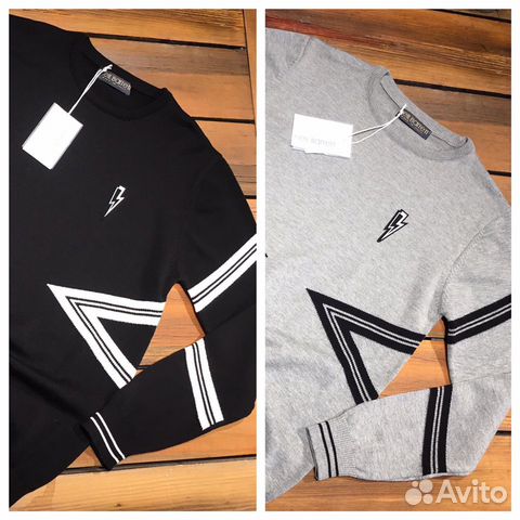 Джемпер Neil Barrett 2020 черный/серый все разм Джемпер Neil Barrett 2020 черный/серый все разм