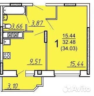 1-к квартира, 34 м², 8/9 эт. 1-к квартира, 34 м², 8/9 эт.