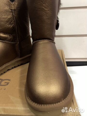 UGG угги (обливные золотые с пуговкой)
