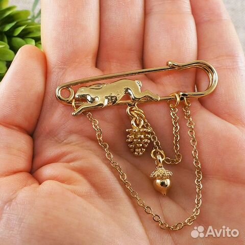 Брошь Булавка Кролик Заяц золотистая Лесная