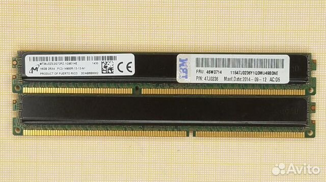 16Gb PC3-14900R DDR3 ECC REG IBM / micron / VLP 16Gb PC3-14900R DDR3 ECC REG IBM / micron / VLP