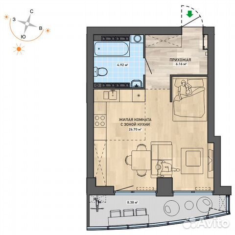 1-к квартира, 46.2 м², 28/37 эт. 1-к квартира, 46.2 м², 28/37 эт.