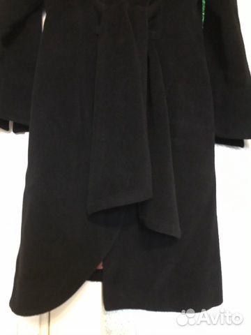 Пальто женское кашемировое чёрное с поясом