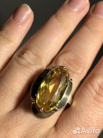 Серебряное кольцо с цитрином. 875 проба