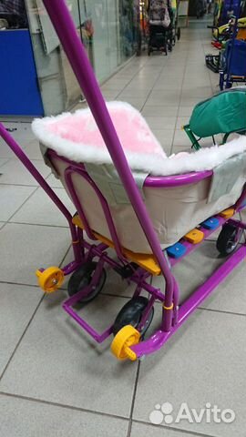 Коляска Санки Ника с выдвижными колесами новые