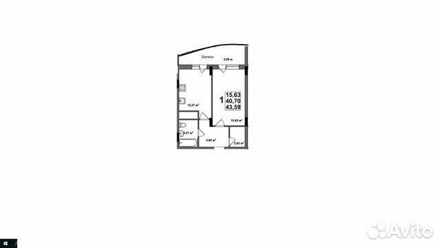 1-к квартира, 43 м², 4/17 эт. 1-к квартира, 43 м², 4/17 эт.