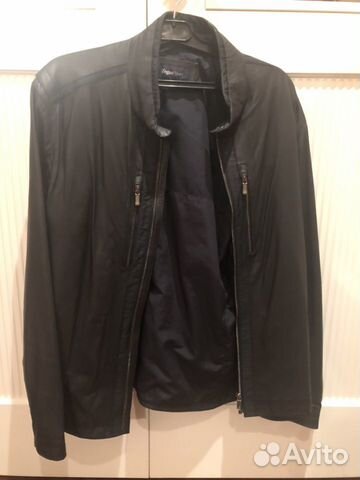 Кожаная куртка темно-синяя от Ermenegildo Zegna