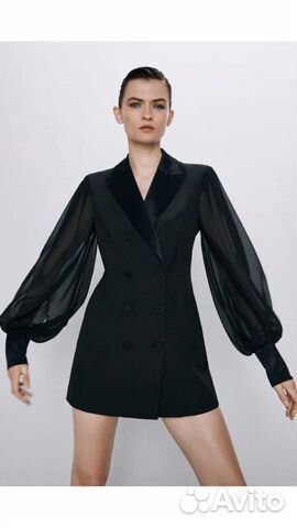 Платье пиджак с комбинированными рукавами Zara Платье пиджак с комбинированными рукавами Zara