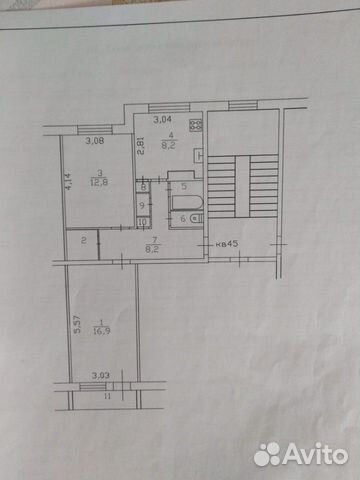 2-к квартира, 53 м², 5/5 эт.