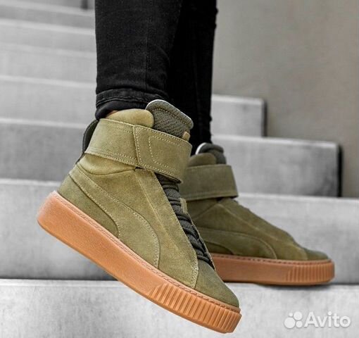 puma platform mid olive