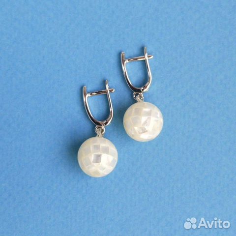 Серьги перламутр белый круглый Серьги перламутр белый круглый