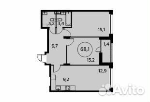 3-к квартира, 68.1 м², 3/14 эт. 3-к квартира, 68.1 м², 3/14 эт.