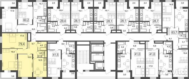 3-к квартира, 79.4 м², 15/25 эт. 3-к квартира, 79.4 м², 15/25 эт.