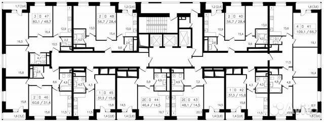 4-к квартира, 109.1 м², 6/14 эт. 4-к квартира, 109.1 м², 6/14 эт.
