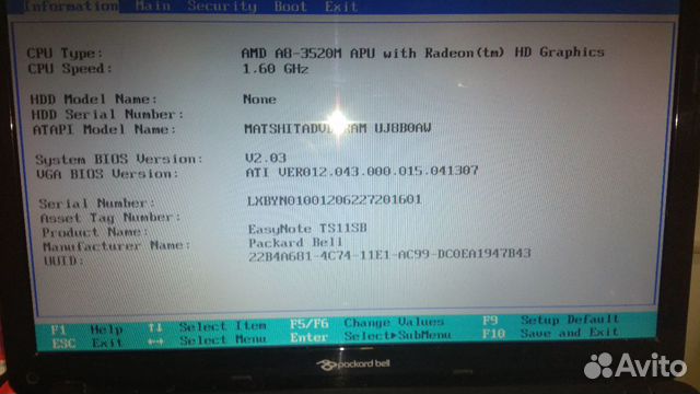 Ноутбук Packard Bell