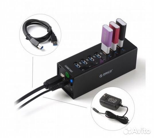 USB хаб Orico A3H7 Black 7 портов USB
