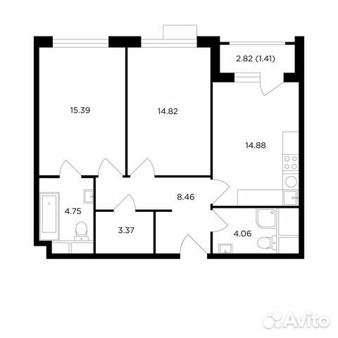2-к квартира, 67.2 м², 9/27 эт.