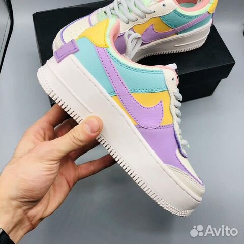 Кроссовки Nike Air Force 1 бело-желто-сиреневые Кроссовки Nike Air Force 1 бело-желто-сиреневые