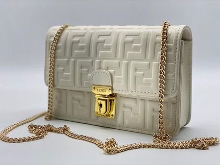 Новый женский кожаный клатч Fendi белый