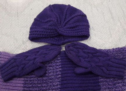 Комплект (шапка-чалма, варежки, снуд)