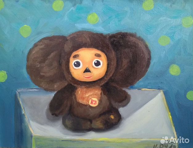 Картина маслом с Чебурашкой, изображение Чебурашки