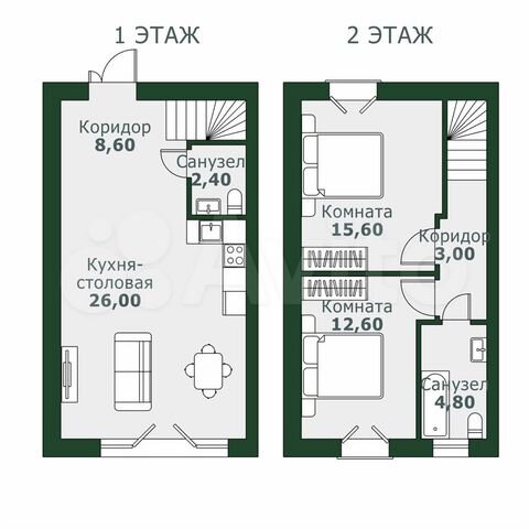 2-к. квартира, 75 м², 1/3 эт.
