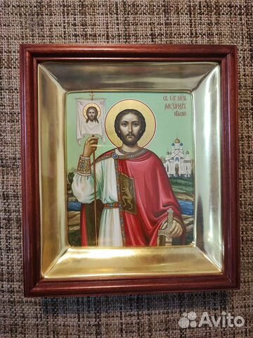 Святой Александр Невский рукописная икона