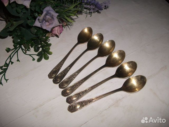 Ложки чайные винтаж СССР мельхиор серебро золото