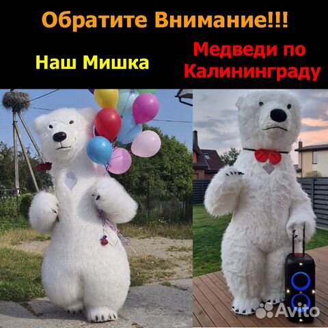 Поздравление от Белого Мишки. Медведь аниматор