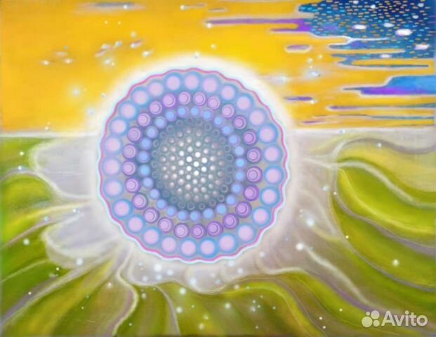 Картина маслом Абстракция живопись жёлтый зелёный