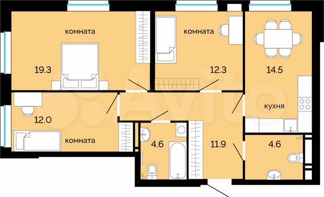 3-к. квартира, 79,2 м², 23/25 эт.