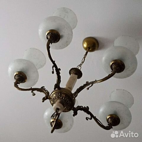 Люстра Югославия. Антикварная,бронза,оникс