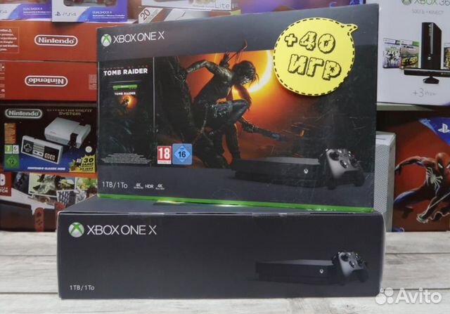 Xbox One X + 40 игр новые приставки